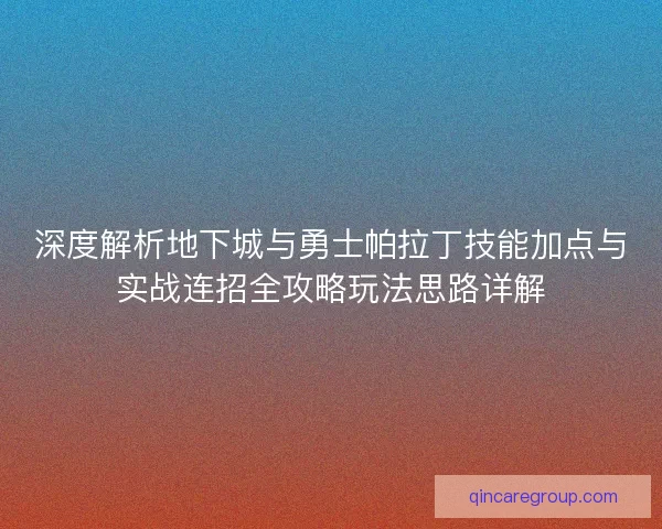 深度解析地下城与勇士帕拉丁技能加点与实战连招全攻略玩法思路详解